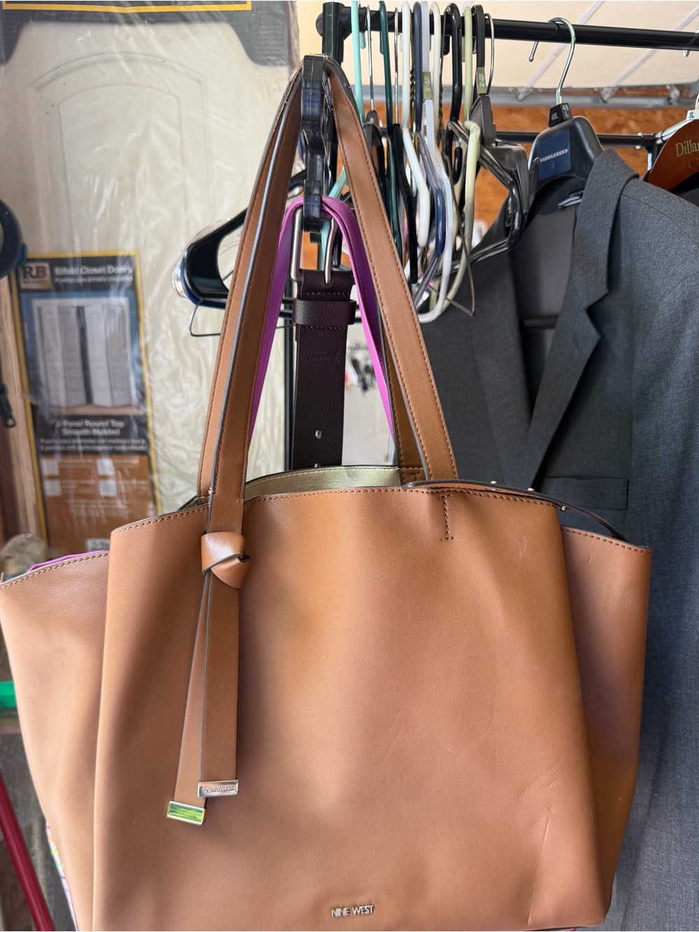 Nine West Brown Tote with Silver Logo - Picture 2 of 10